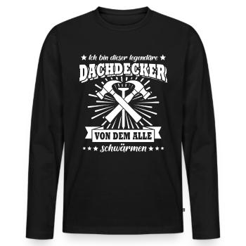 Dachdecker - Männer Premium Bio Langarmshirt - Schwarz - Vorne - Nico (187cm)