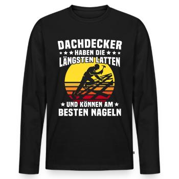 Dachdecker Dachspengler Dachklempner Dachdecken - Männer Premium Bio Langarmshirt - Schwarz - Vorne - Nico (187cm)