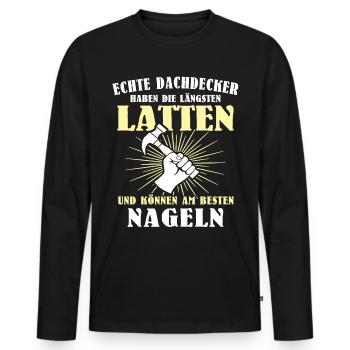 Dachdecker Dachspengler Dachklempner Dachdecken - Männer Premium Bio Langarmshirt - Schwarz - Vorne - Nico (187cm)