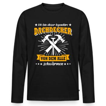 Dachdecker Dachspengler Dachklempner Dachdecken - Männer Premium Bio Langarmshirt - Schwarz - Vorne - Nico (187cm)