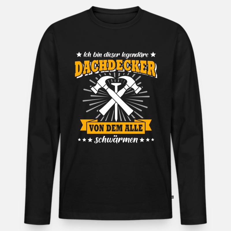 Dachdecker Dachspengler Dachklempner Dachdecken - Männer Premium Bio Langarmshirt - Schwarz