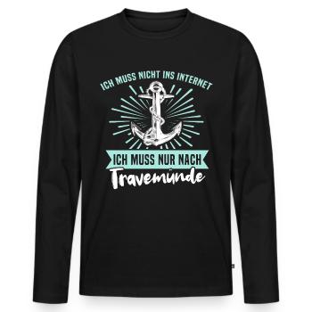 Urlaub Travemünde Ostsee - Männer Premium Bio Langarmshirt - Schwarz - Vorne - Nico (187cm)
