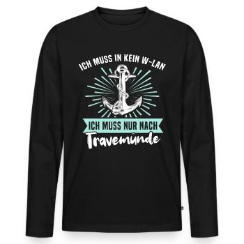 Urlaub Travemünde Ostsee - Männer Premium Bio Langarmshirt - Schwarz - Vorne - Nico (187cm)