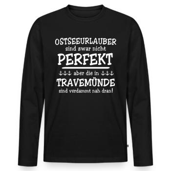 Urlaub Travemünde Ostsee - Männer Premium Bio Langarmshirt - Schwarz - Vorne - Nico (187cm)
