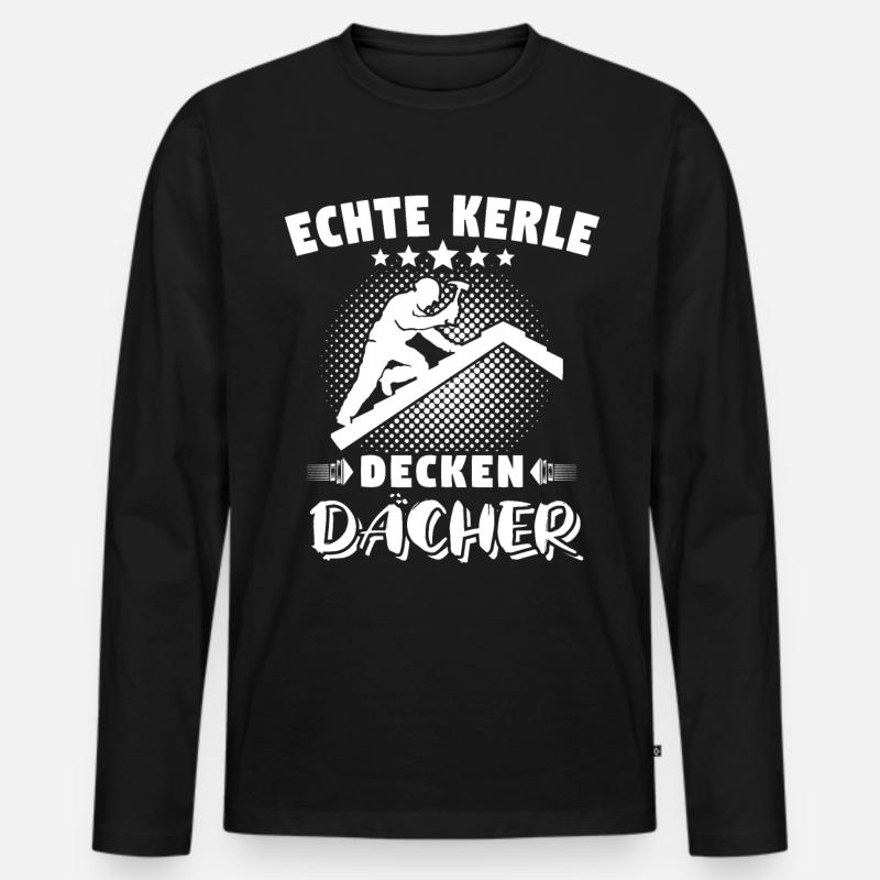 Dachdecker - Männer Premium Bio Langarmshirt - Schwarz