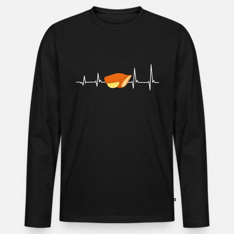 Schnitzelfan Herzschlag Schnitzel - Männer Premium Bio Langarmshirt - Schwarz