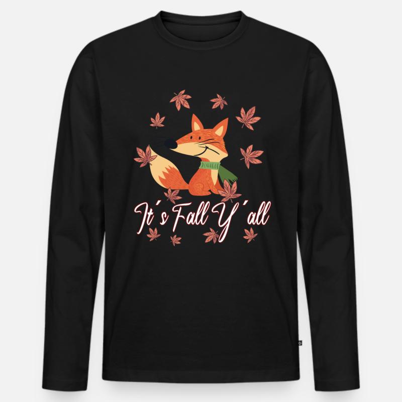 Liebe Fuchs Thanksgiving Herbst - Männer Premium Bio Langarmshirt - Schwarz