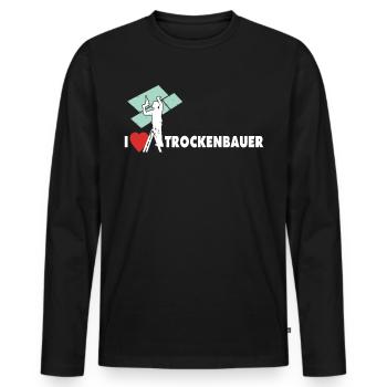 Trockenbaumonteur Sprüche Trockenbauer Geschenk - Männer Premium Bio Langarmshirt - Schwarz - Vorne - Nico (187cm)
