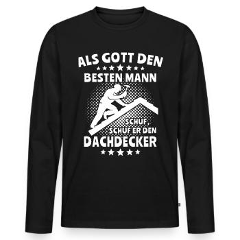 Dachdecker Dachdecken - Männer Premium Bio Langarmshirt - Schwarz - Vorne - Nico (187cm)