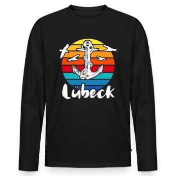 Lübeck Dictons Ville hanséatique de Luebeck - T-shirt manches longues Premium bio Homme - noir - Devant - Nico (187cm)
