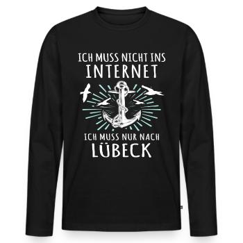 Lübeck Sprüche Hansestadt Luebeck - Männer Premium Bio Langarmshirt - Schwarz - Vorne - Nico (187cm)