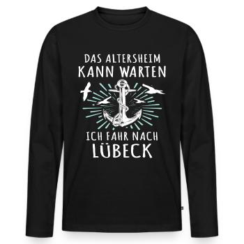Lübeck Sprüche Hansestadt Luebeck - Männer Premium Bio Langarmshirt - Schwarz - Vorne - Nico (187cm)