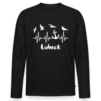 Lübeck ECG Souvenir Mer Baltique Lübeck - T-shirt manches longues Premium bio Homme - noir - Devant - Nico (187cm)