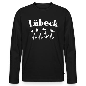 Lübeck ECG Souvenir Mer Baltique Lübeck - T-shirt manches longues Premium bio Homme - noir - Devant - Nico (187cm)
