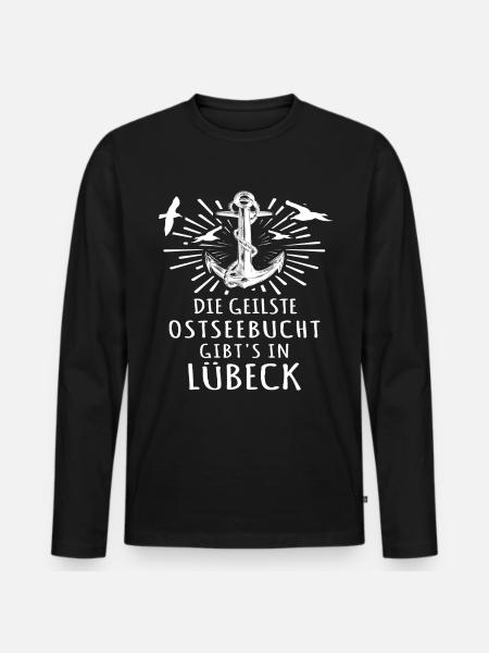 Lübeck Luebeck - Männer Premium Bio Langarmshirt - Schwarz