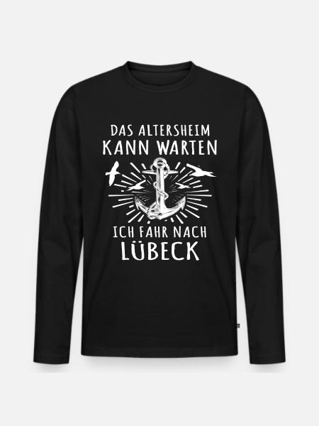 Lübeck Luebeck - Männer Premium Bio Langarmshirt - Schwarz