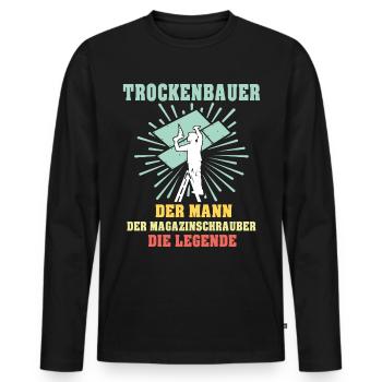 Trockenbauer Sprüche Trockenbau - Männer Premium Bio Langarmshirt - Schwarz - Vorne - Nico (187cm)