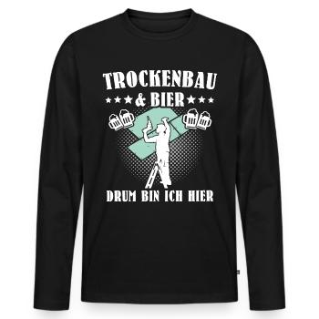 Trockenbauer Sprüche Trockenbau - Männer Premium Bio Langarmshirt - Schwarz - Vorne - Nico (187cm)