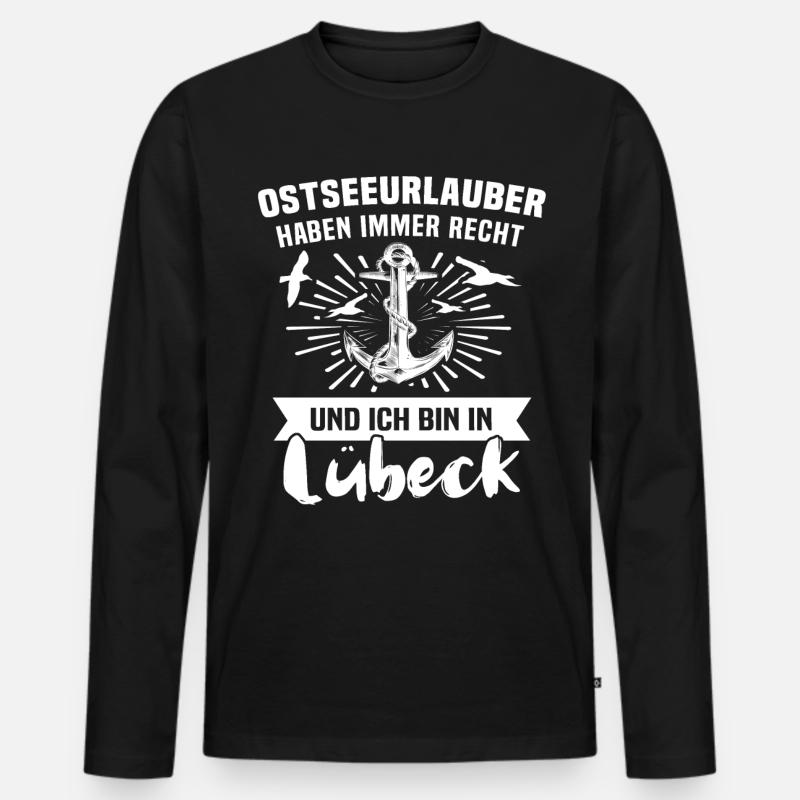 Lübeck - Männer Premium Bio Langarmshirt - Schwarz