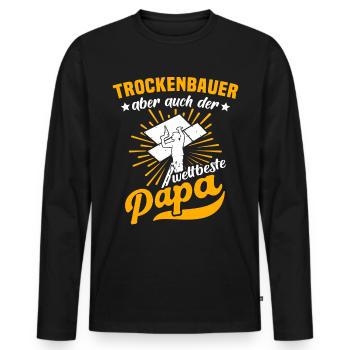 Trockenbauer Trockenbau Trockenbaumonteur - Männer Premium Bio Langarmshirt - Schwarz - Vorne - Nico (187cm)