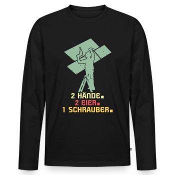 Trockenbauer Trockenbau Trockenbaumonteur - Männer Premium Bio Langarmshirt - Schwarz - Vorne - Nico (187cm)