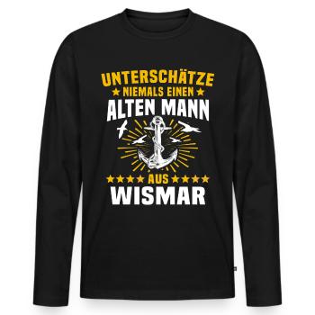 Wismar Ostsee Souvenir - Männer Premium Bio Langarmshirt - Schwarz - Vorne - Nico (187cm)
