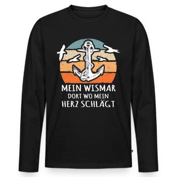 Wismar Ostsee Souvenir - Männer Premium Bio Langarmshirt - Schwarz - Vorne - Nico (187cm)
