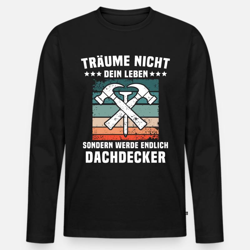 Dachdecker Dächer Decken Dachdecken - Männer Premium Bio Langarmshirt - Schwarz