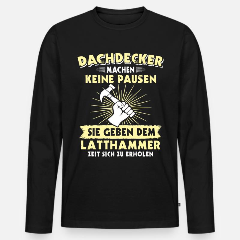 Dachdecker Dächer Decken Dachdecken - Männer Premium Bio Langarmshirt - Schwarz