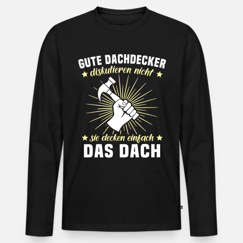 Dachdecker Dächer Decken Dachdecken - Männer Premium Bio Langarmshirt - Schwarz