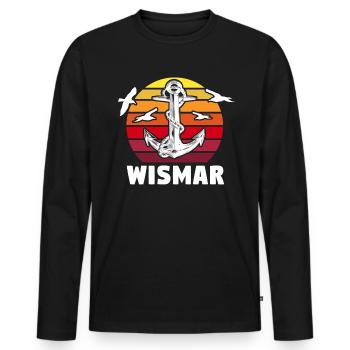 Wismar Sprüche Ostsee Wismarer - Männer Premium Bio Langarmshirt - Schwarz - Vorne - Nico (187cm)