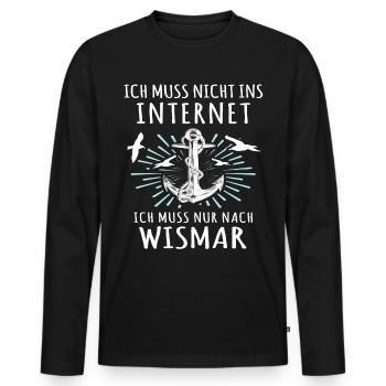 Wismar Sprüche Ostsee Wismarer - Männer Premium Bio Langarmshirt - Schwarz - Vorne - Nico (187cm)