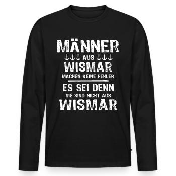 Wismar Sprüche Ostsee Wismarer - Männer Premium Bio Langarmshirt - Schwarz - Vorne - Nico (187cm)