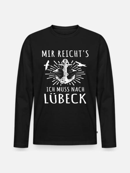 Lübeck - Männer Premium Bio Langarmshirt - Schwarz