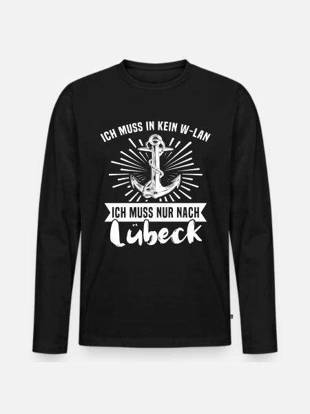 Lübeck - Männer Premium Bio Langarmshirt - Schwarz