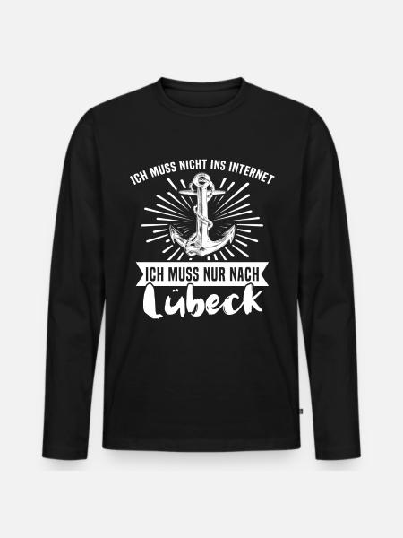 Lübeck - Männer Premium Bio Langarmshirt - Schwarz
