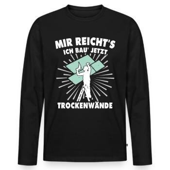 Trockenbauer Trockenbaumonteur Trockenbau - Männer Premium Bio Langarmshirt - Schwarz - Vorne - Nico (187cm)