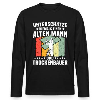 Trockenbauer Trockenbaumonteur Trockenbau - Männer Premium Bio Langarmshirt - Schwarz - Vorne - Nico (187cm)