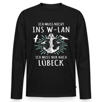 Lübeck Sprüche Hansestadt Luebeck - Männer Premium Bio Langarmshirt - Schwarz - Vorne - Nico (187cm)