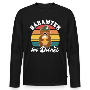 Beamter Bär Bier Bären Biersprüche Biertrinker - Männer Premium Bio Langarmshirt - Schwarz - Vorne - Nico (187cm)