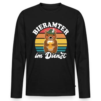 Beamter Bär Bier Bären Biersprüche Biertrinker - Männer Premium Bio Langarmshirt - Schwarz - Vorne - Nico (187cm)