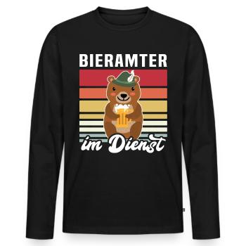 Beamter Bär Bier Biersprüche Biertrinker - Männer Premium Bio Langarmshirt - Schwarz - Vorne - Nico (187cm)