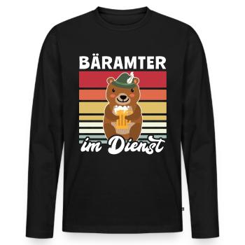 Beamter Bär Bier Biersprüche Biertrinker - Männer Premium Bio Langarmshirt - Schwarz - Vorne - Nico (187cm)