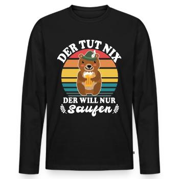Bier Bierliebhaber Bär Biersprüche Biertrinker - Männer Premium Bio Langarmshirt - Schwarz - Vorne - Nico (187cm)