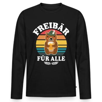 Bier Bierliebhaber Bär Biersprüche Freibär - Männer Premium Bio Langarmshirt - Schwarz - Vorne - Nico (187cm)