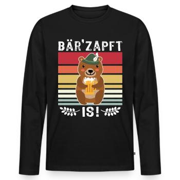 Bier Bierliebhaber Bär Biersprüche Biertrinker - Männer Premium Bio Langarmshirt - Schwarz - Vorne - Nico (187cm)