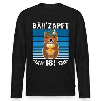 Bier Bierliebhaber Bär Biersprüche Biertrinker - Männer Premium Bio Langarmshirt - Schwarz - Vorne - Nico (187cm)