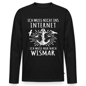 Wismar - Männer Premium Bio Langarmshirt - Schwarz - Vorne - Nico (187cm)