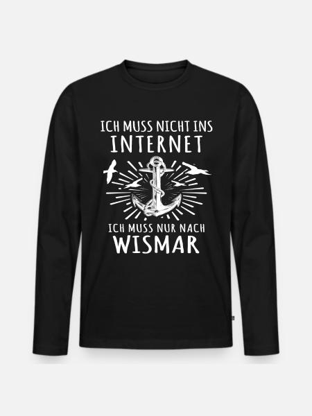 Wismar - Männer Premium Bio Langarmshirt - Schwarz