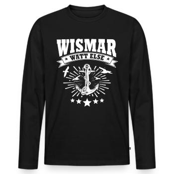 Wismar - Männer Premium Bio Langarmshirt - Schwarz - Vorne - Nico (187cm)